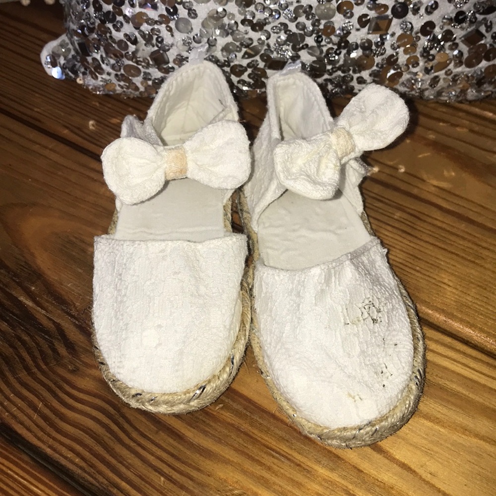 Lace Espadrilles Girls Toddler Size 6 Bow Velcro
